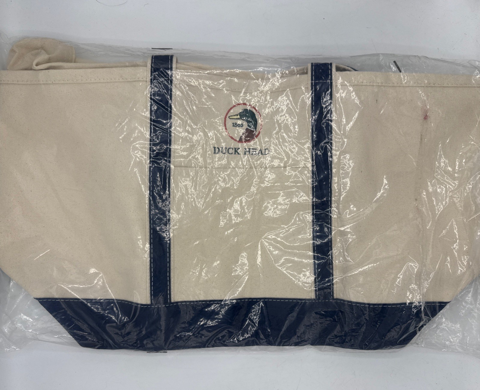 CB Station Bag Large Boat Navy Blue TrimClassic Tote Zipper Canvas Duck Head