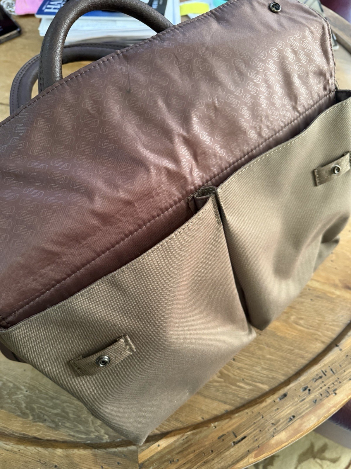 SOLO Green Brown Briefcase Laptop Case Messenger Bag Multi-pocket Compartments