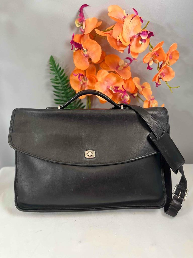 Vintage COACH Lexington Black Smooth Leather Briefcase Bag #B23-5265