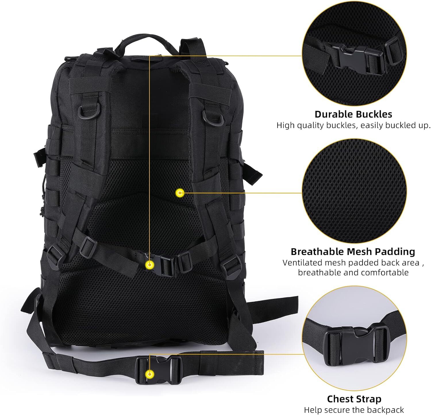 45L Large Military Tactical Backpack Army Molle Bag Rucksack 3 Day Assault Pack