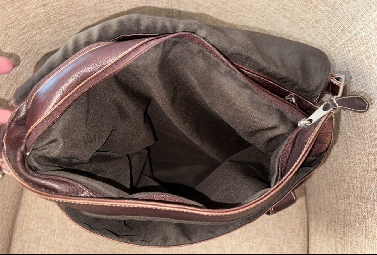Vintage Brown Leather Distressed Briefcase Messenger Bag Made In Colombia