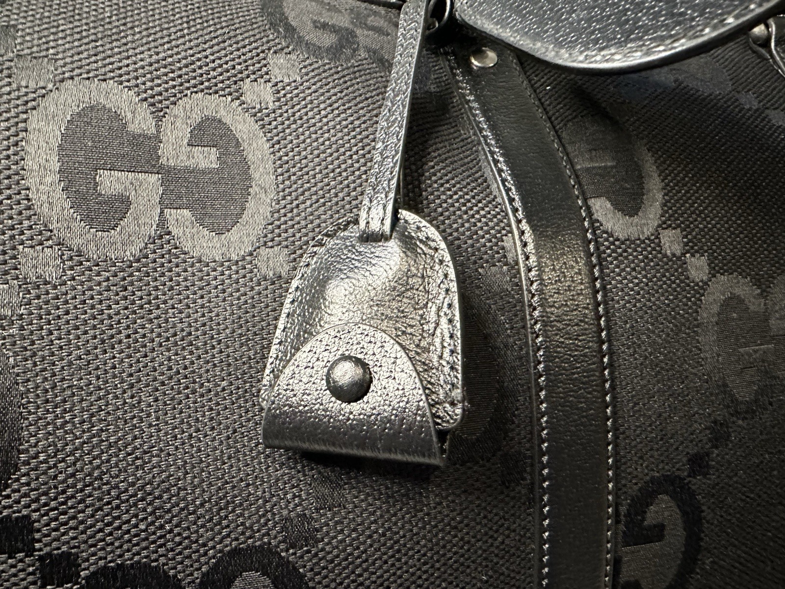 Gucci Jumbo GG Large Black Canvas / Leather Duffle Bag Authentic