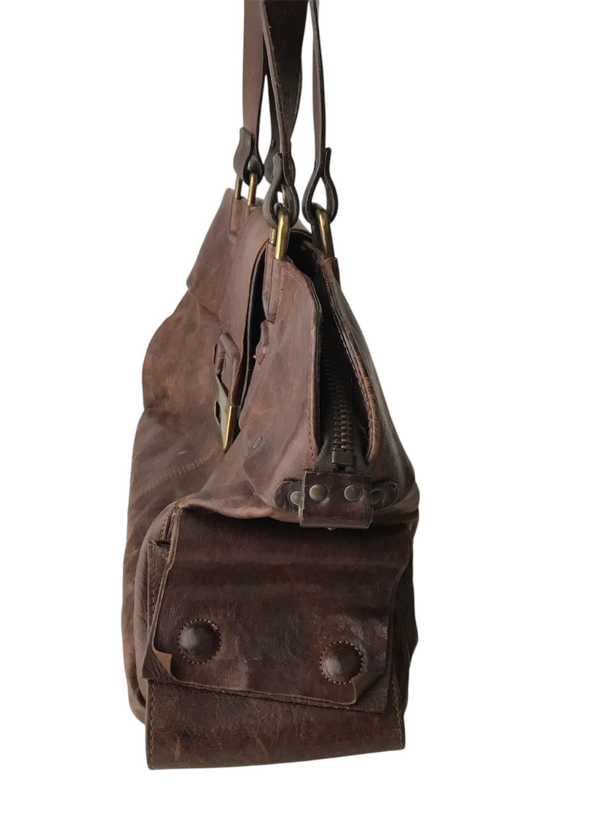 DIESEL Vintage Leather Shoulder Bag Avant Garde Medieval Steampunk Archive 00s