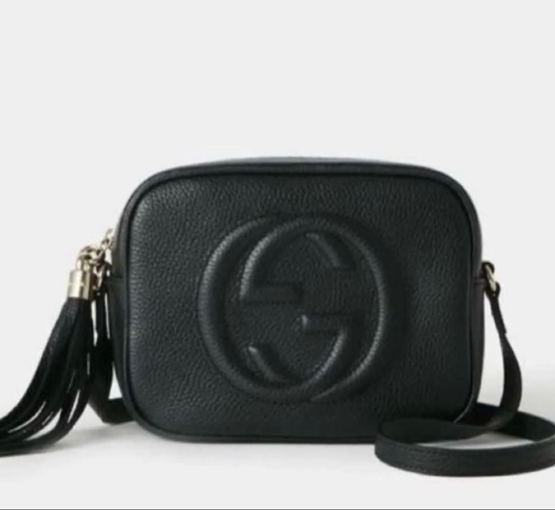 Gucci black leather shoulder bag soho308364