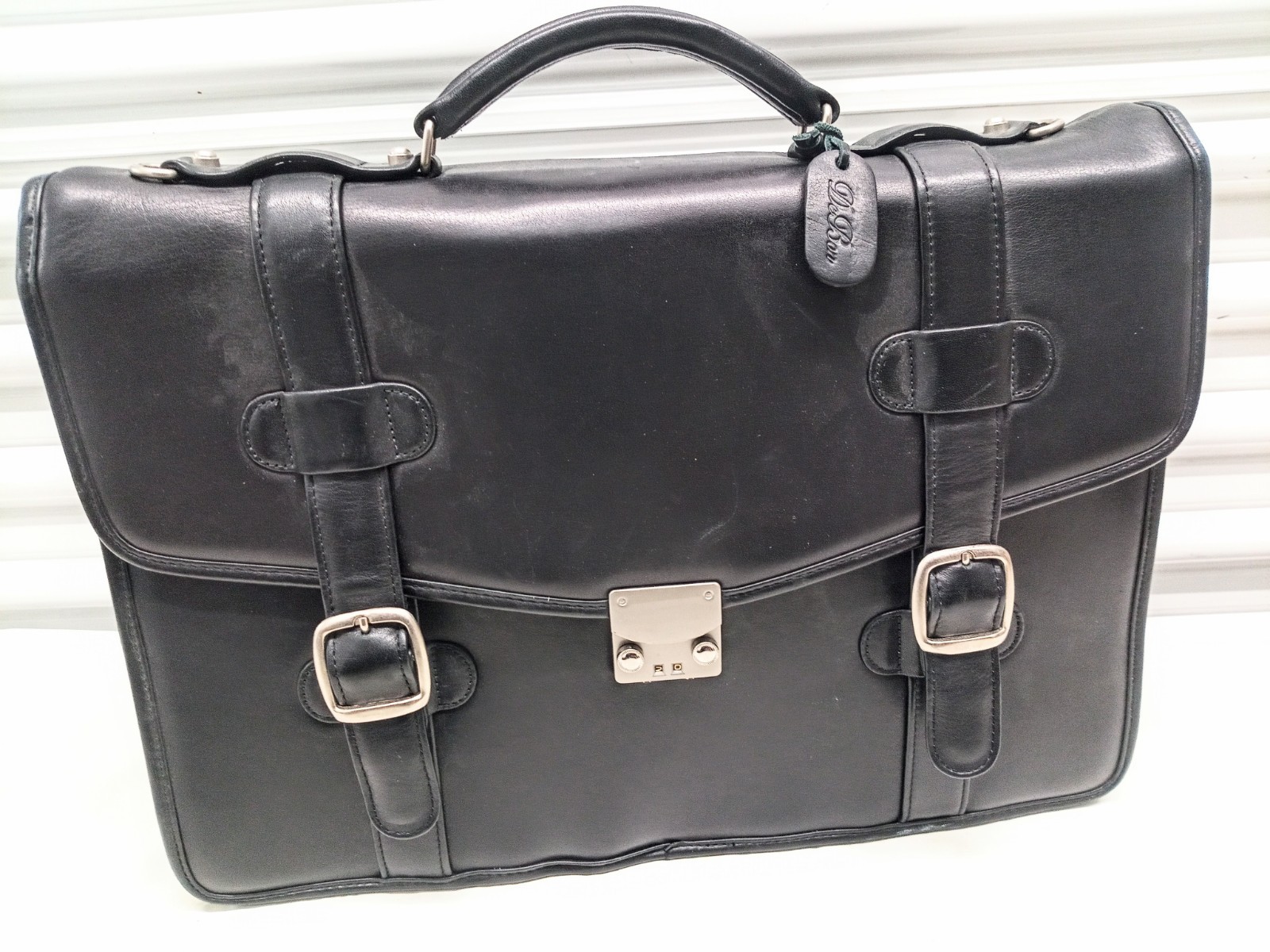 DeBon Saddle River Collection Leather Briefcase Messenger Bag. No Shoulder Strap