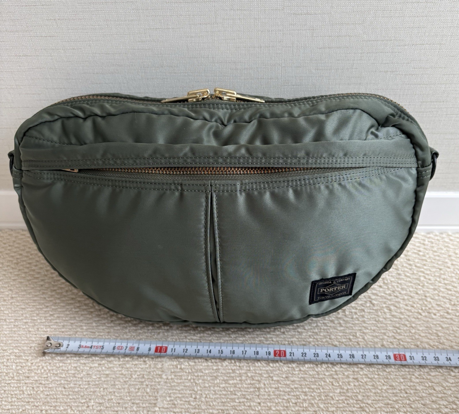 Yoshida Porter Tanker Half moon oval shoulder bag Sage Green Excellent Used