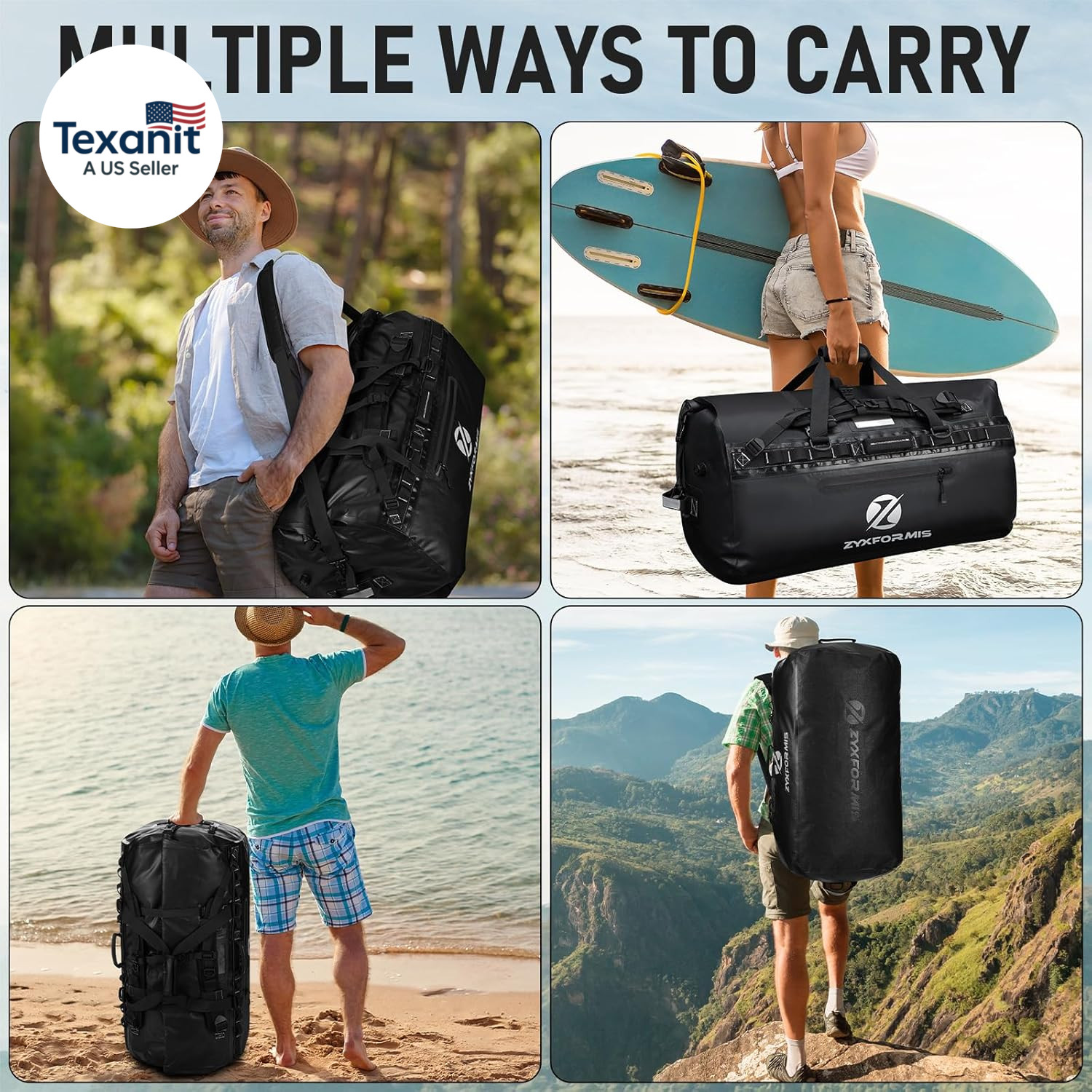 Waterproof Duffle Bag, Large Marine Dry Bags, Heavy Duty Adventure Travel Bag fo