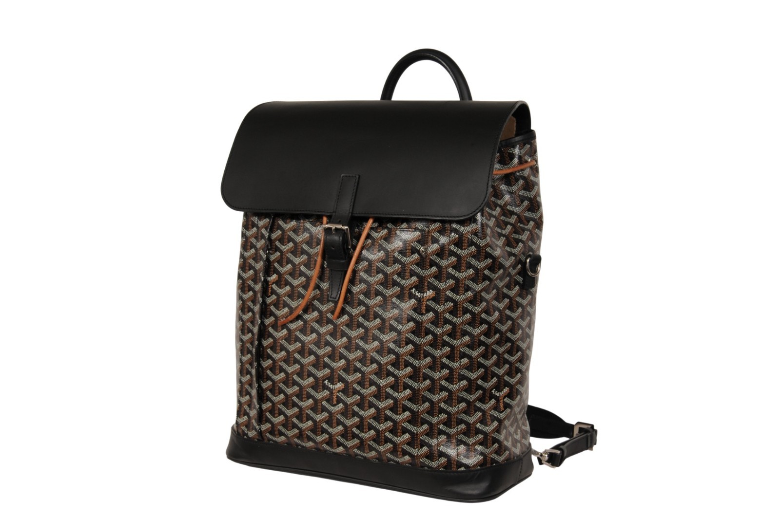 Goyard Alpin MM Backpack Black Leather Drawstring Strap Crossbody Travel Bag