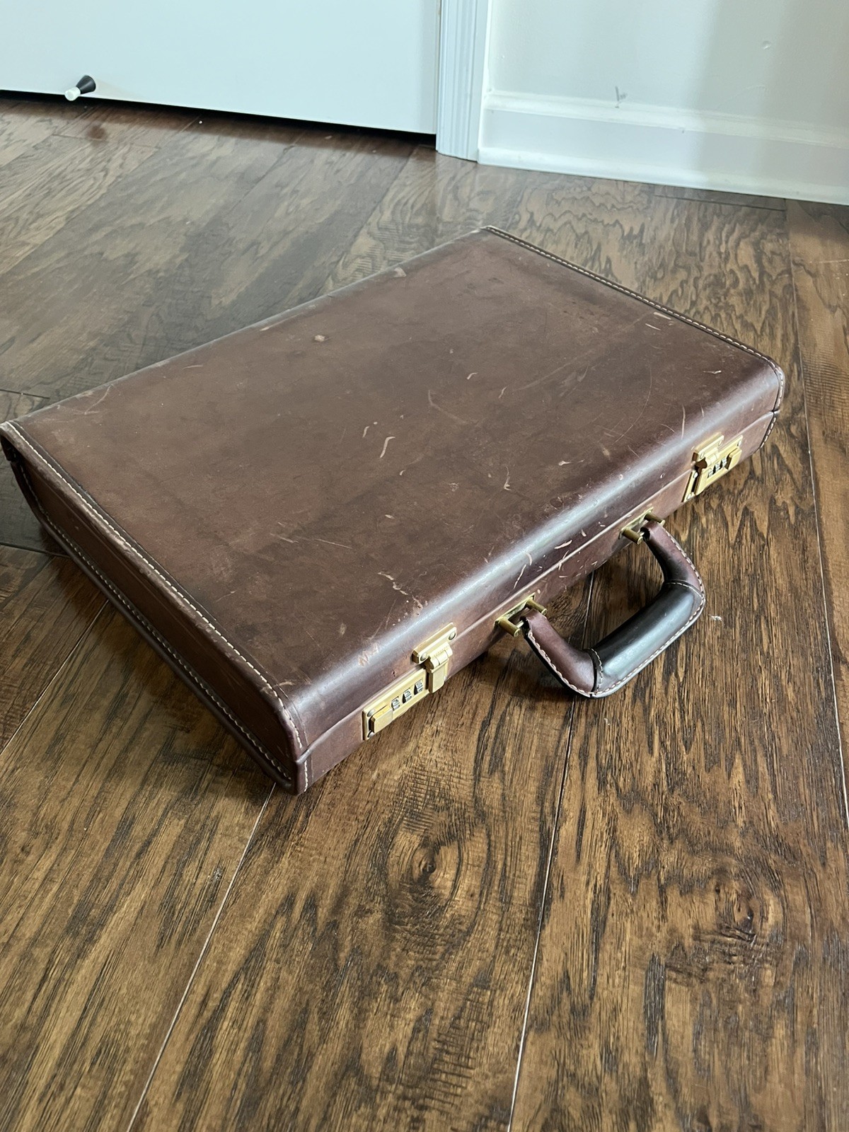 Coach Vintage Briefcase Brown Leather, Hard-Sided with Brass Combo Locks Attache