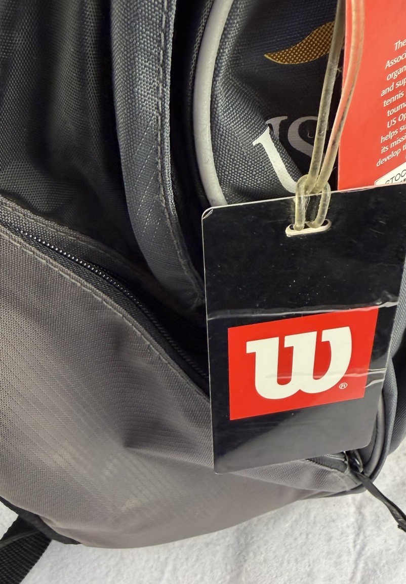 NWT Wilson US Open Black/Gold/Red Nylon Backpack With Pockets