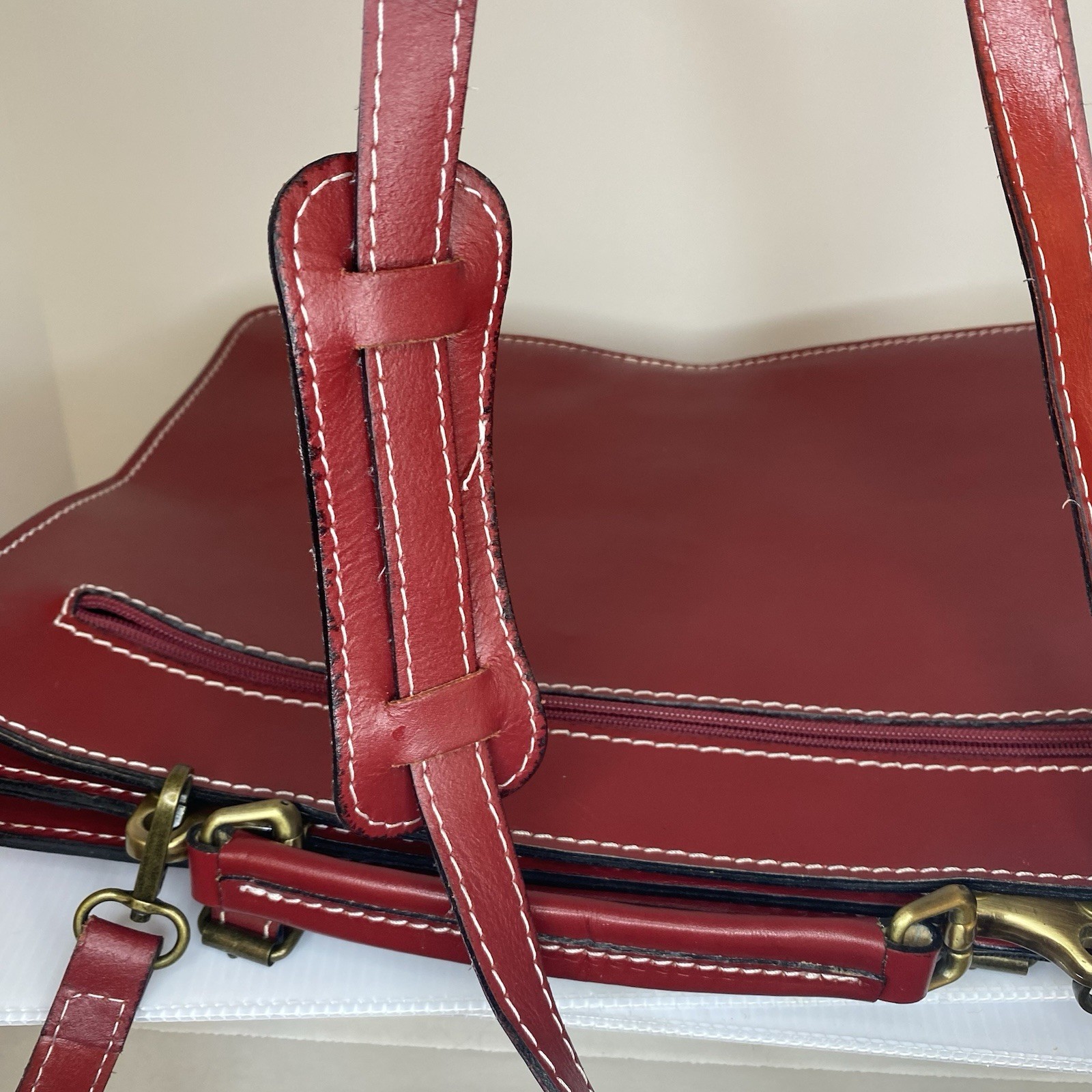 Vintage Firenze Leather Italian Laptop Briefcase Bag Black