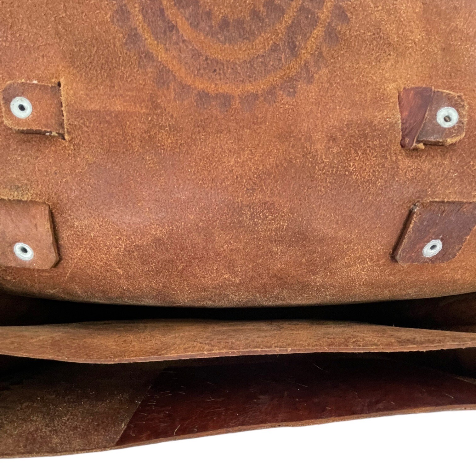 Vintage 70s Large Handmade Tooled Leather Messenger Bag Crossbody Laptop Travel