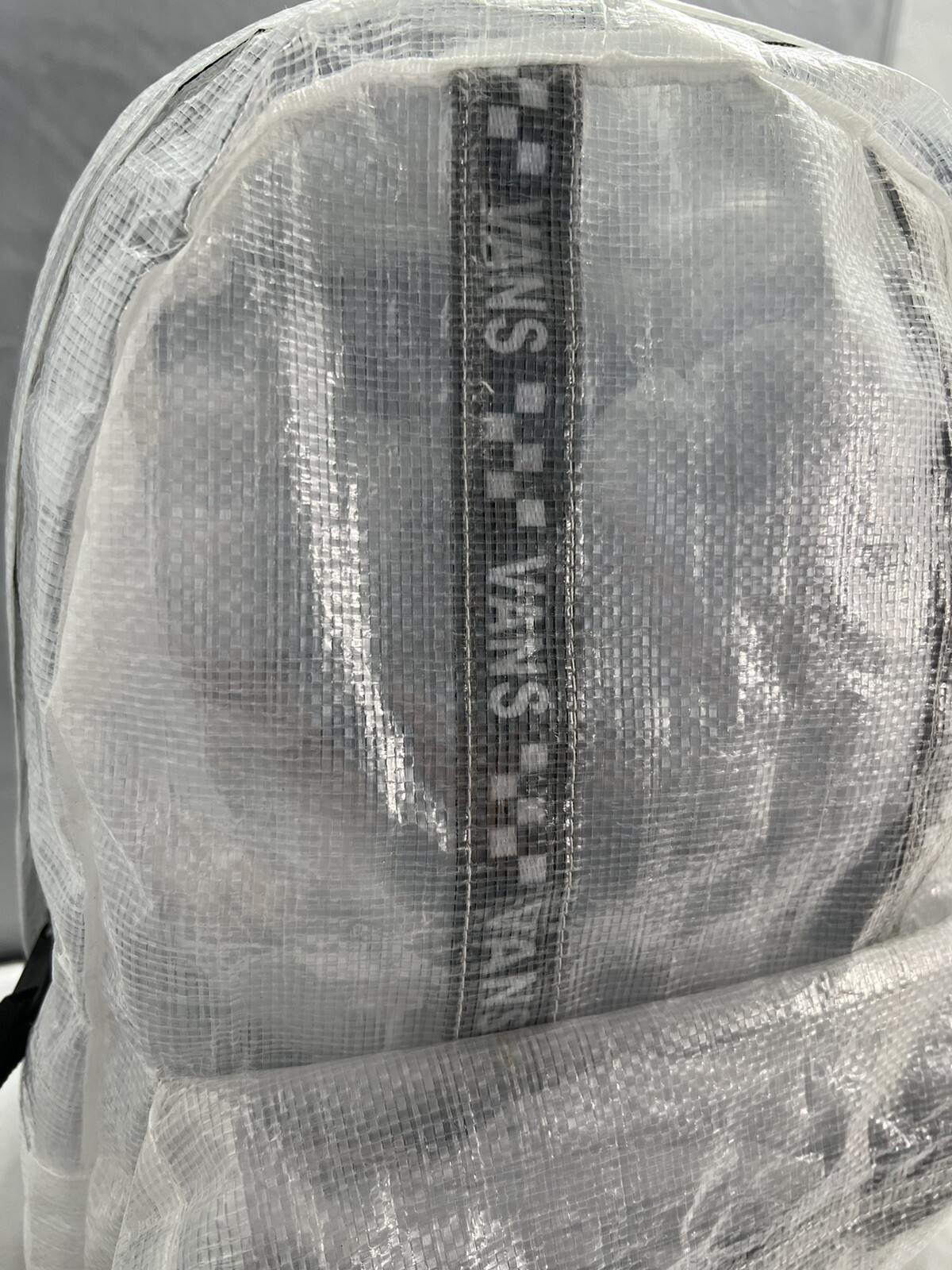 VANS OLD SKOOL IIIl Transparent Pearl – See Thru – Clear Burlap Backpack New!!!