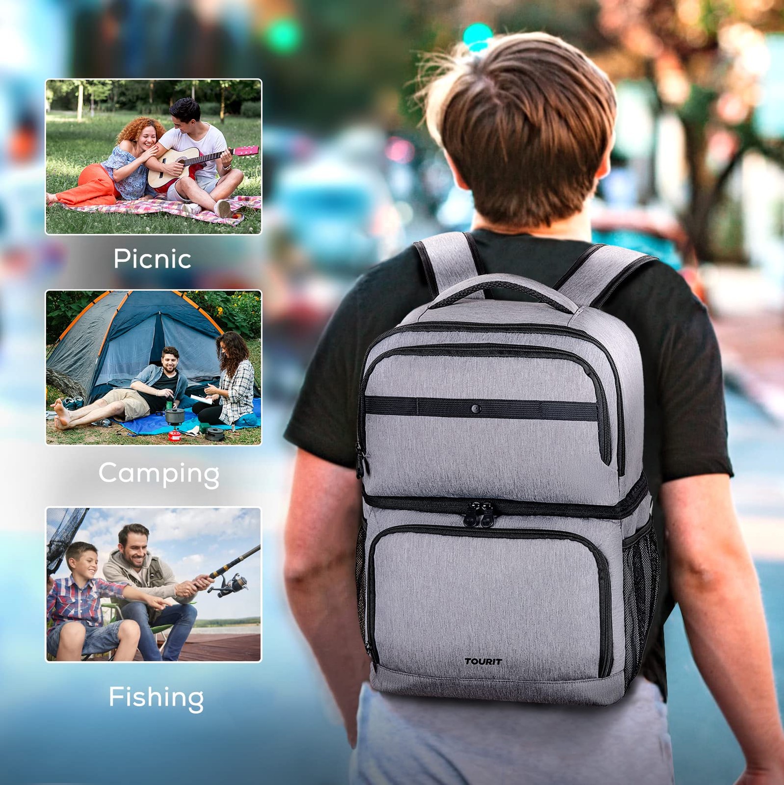 Backpack Cooler with Double Decks, Insulated Cooling Bag for Lunch,Waterproof…