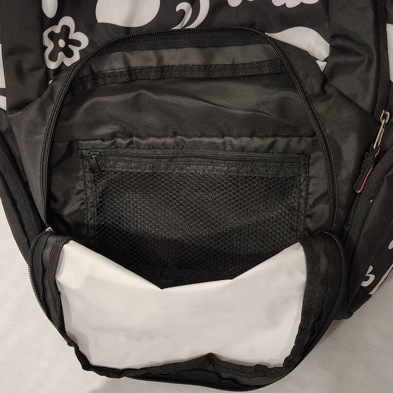 EastSport Black White Floral Backpack Multiple Compartments Adjustable Straps