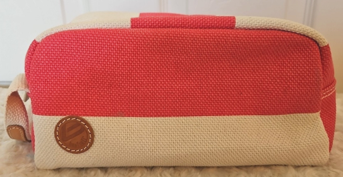 Bonfanti Mens Cotton Leather Zipper Accessories Toiletries Bag Made In Italy