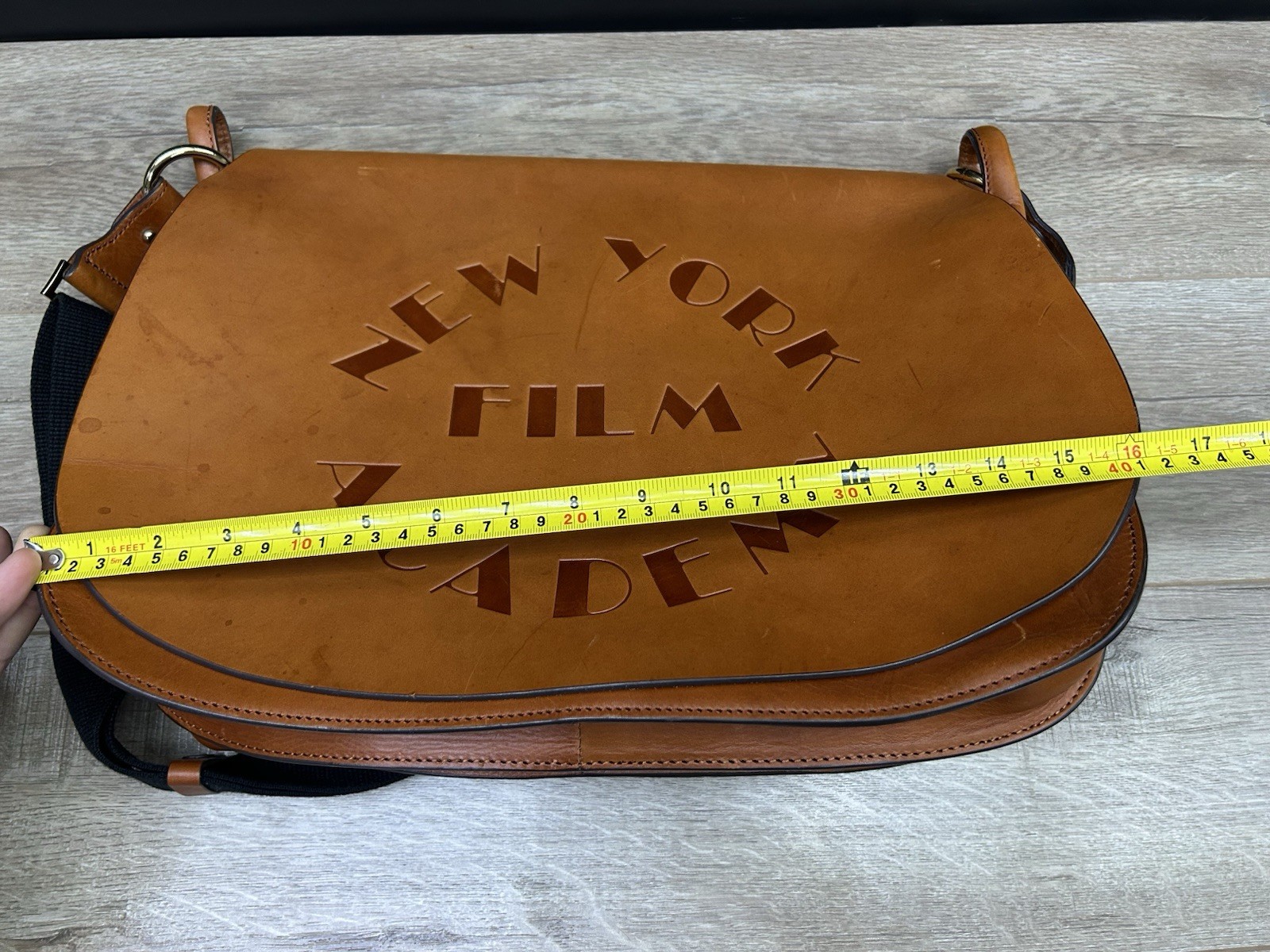 Vintage New York Film Academy Genuine Leather Cognac Portfolio Messenger Bag