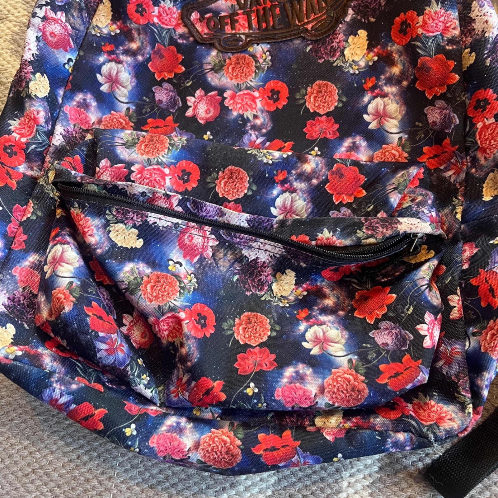 Vans Realm Classic Patch Galaxy Floral Print Backpack Bookbag Warped tour