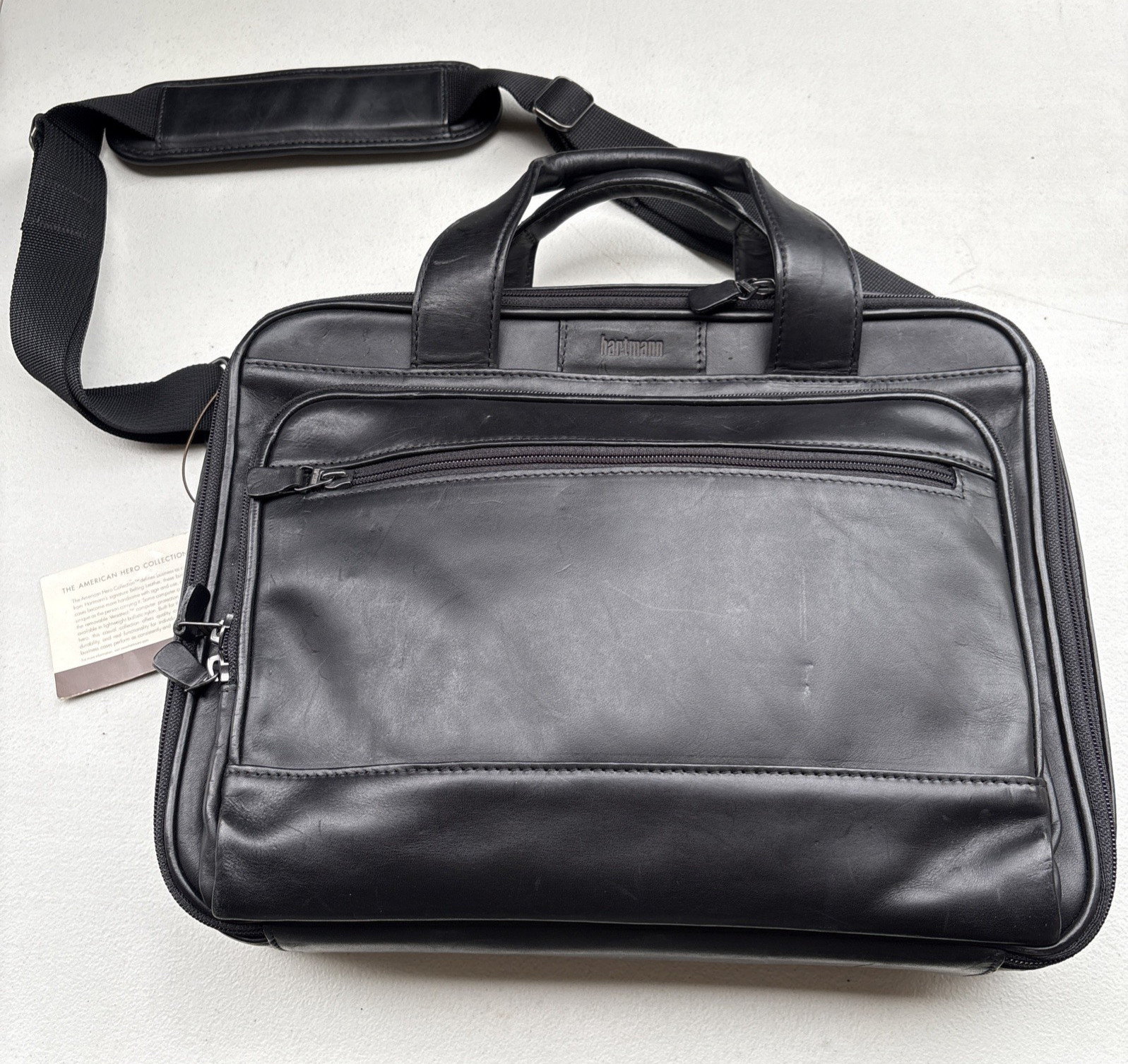 Leather HARTMANN Business Black Laptop Messenger Bags American Hero H21 VTG USA