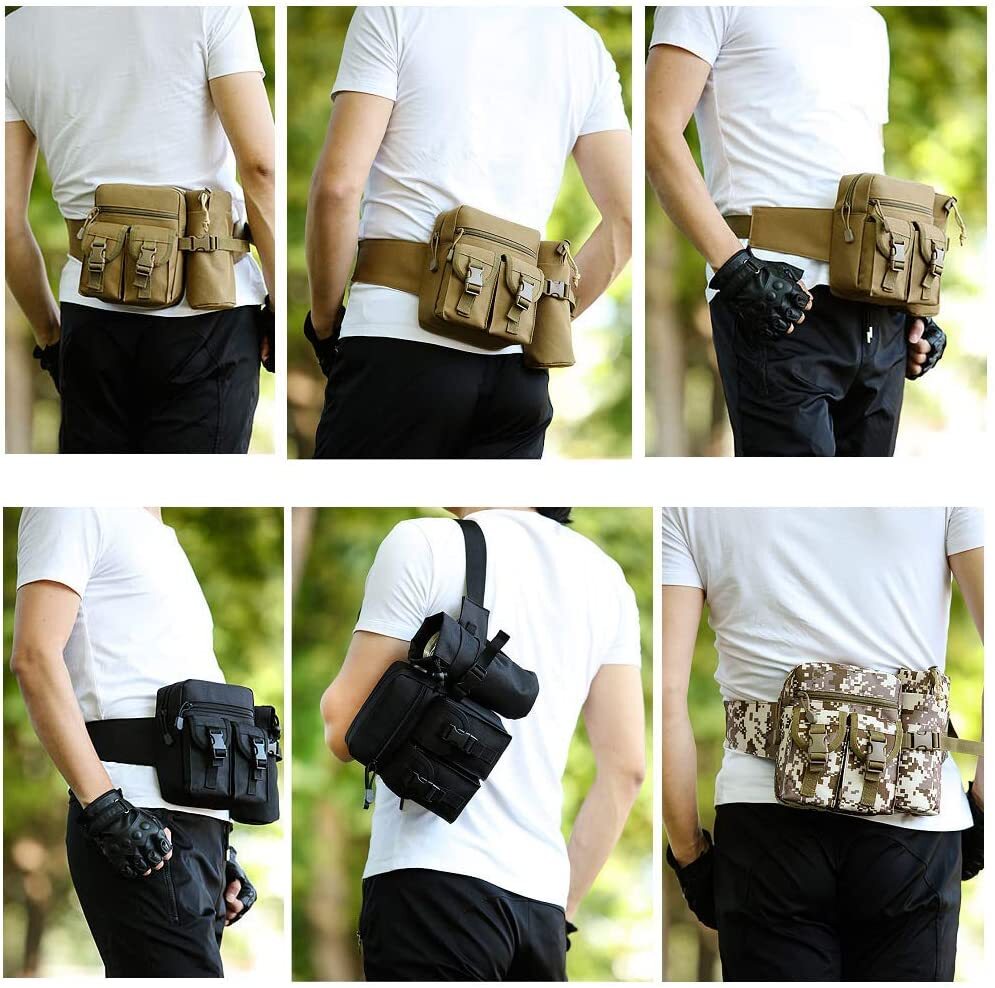 Tactical Hiking Waist Pack With Water Bottle Holder Running Waist Hip Belt Bag