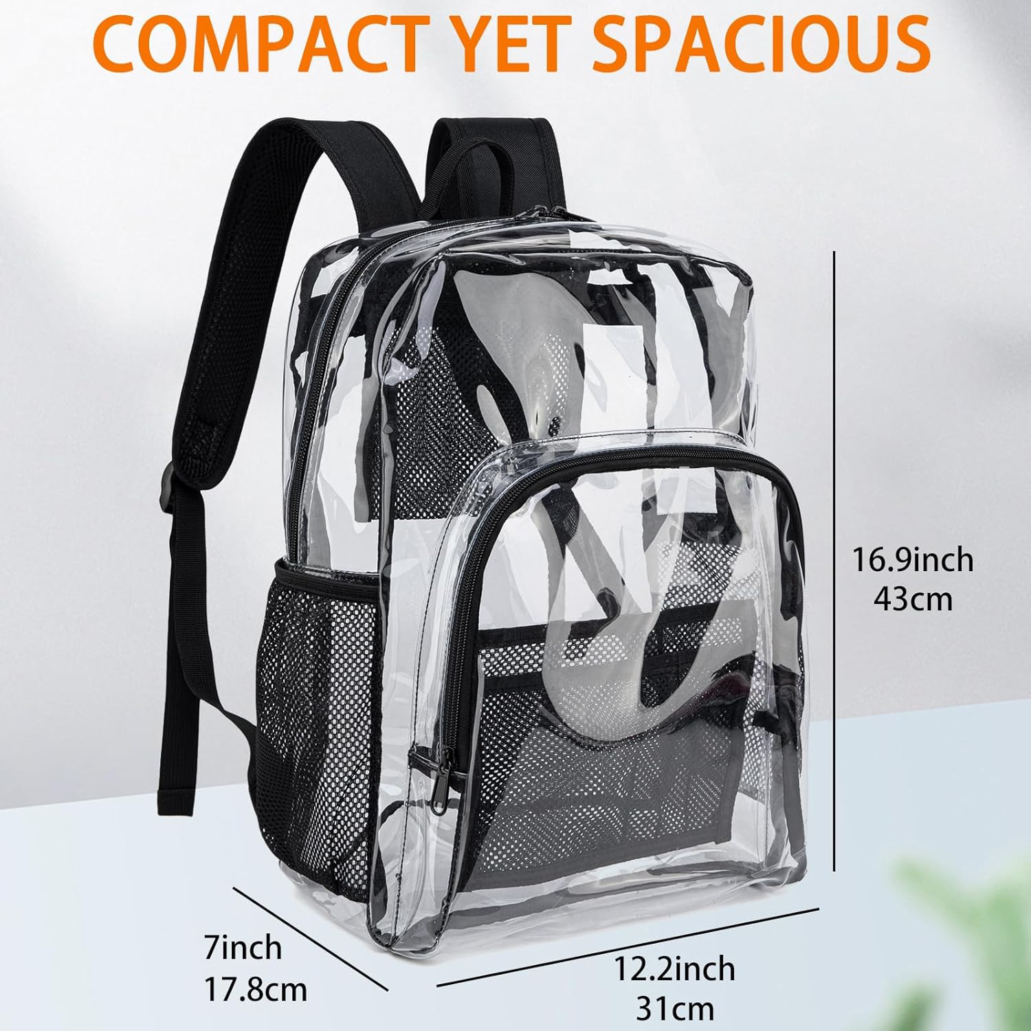Transparent Backpack with Thickened Pvc Material, Perspective Design, Large Capa
