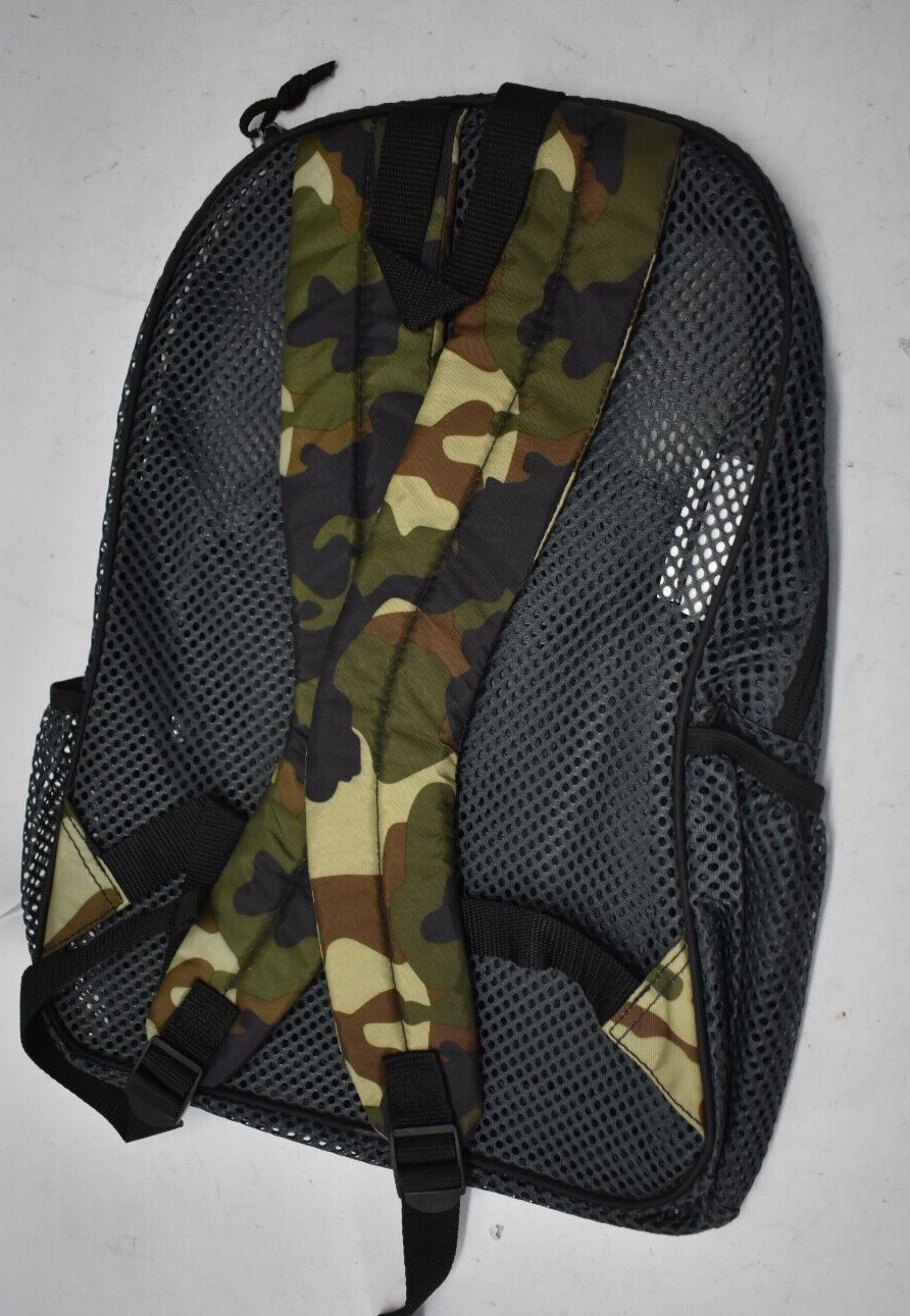 Eastport Nylon Mesh Dome Backpack Black Camo Design Book Bag Lightweight