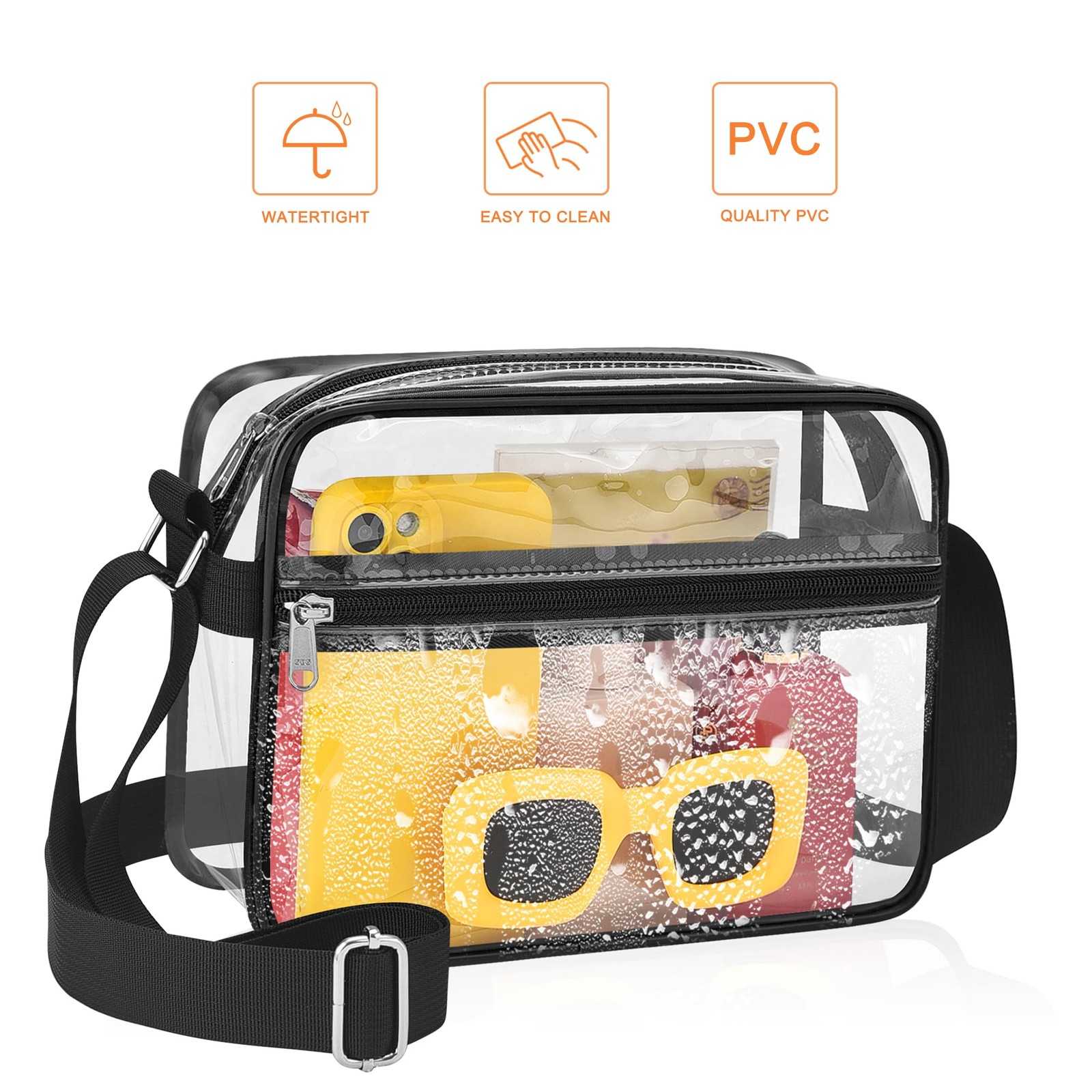 Clear Bag Black for Stadium Events Concert Outfits and Sports Events