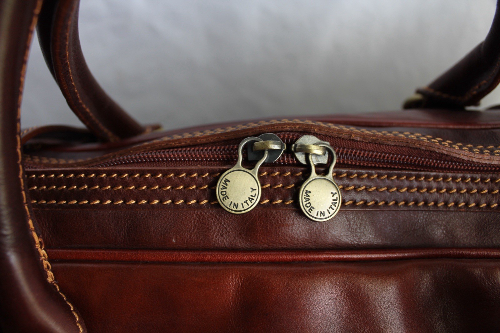 Genuine Leather Duffle Bag Brown Made In Italy Travel Bag 21”x10”x10”