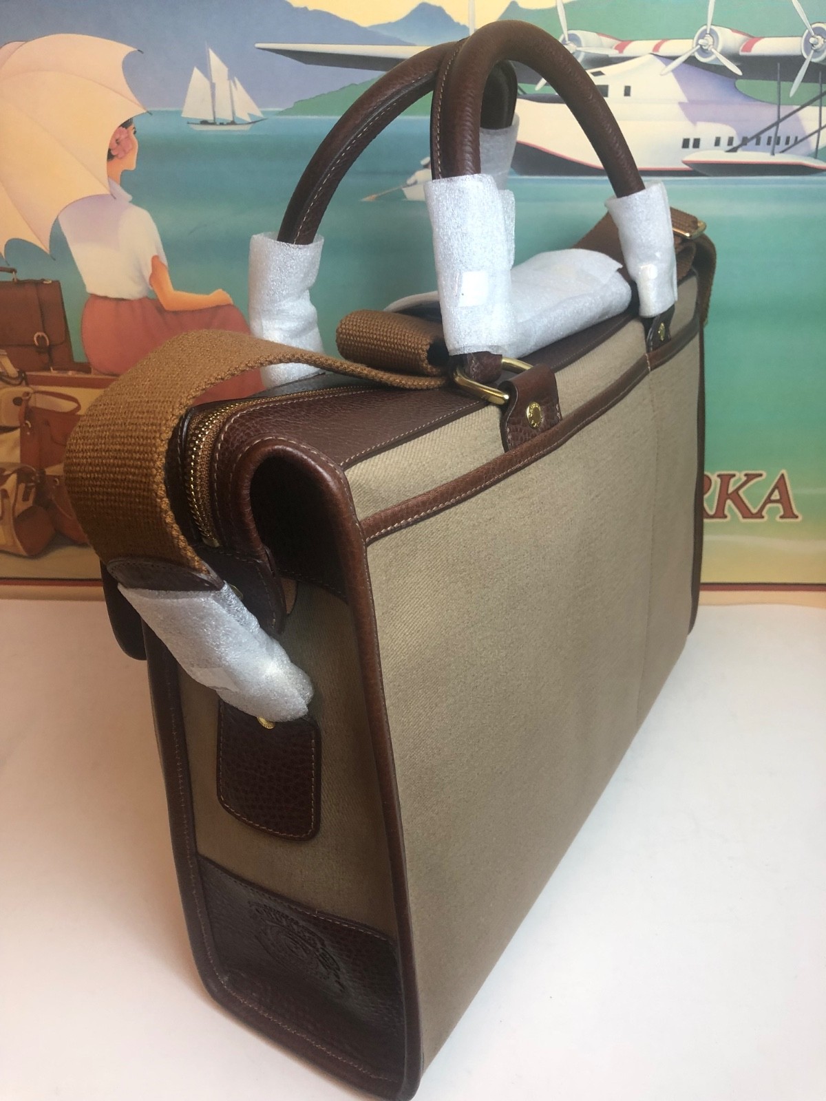 Ghurka Original Collection No.17 Satchel Vintage Leather/Vint Twill Business bag