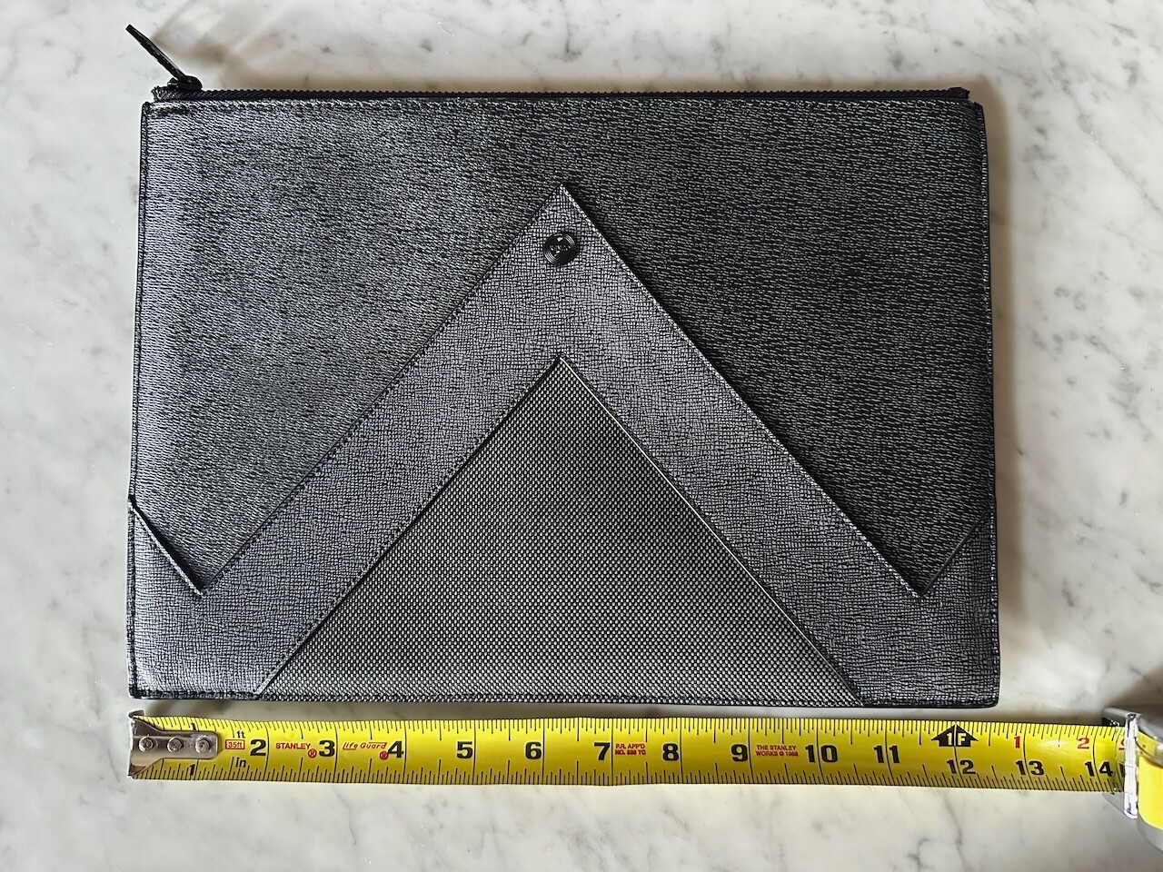 Kenzo Paris Textured Leather Zip Pouch with Tag, Dust Bag, 12.5 in x 8.5 in