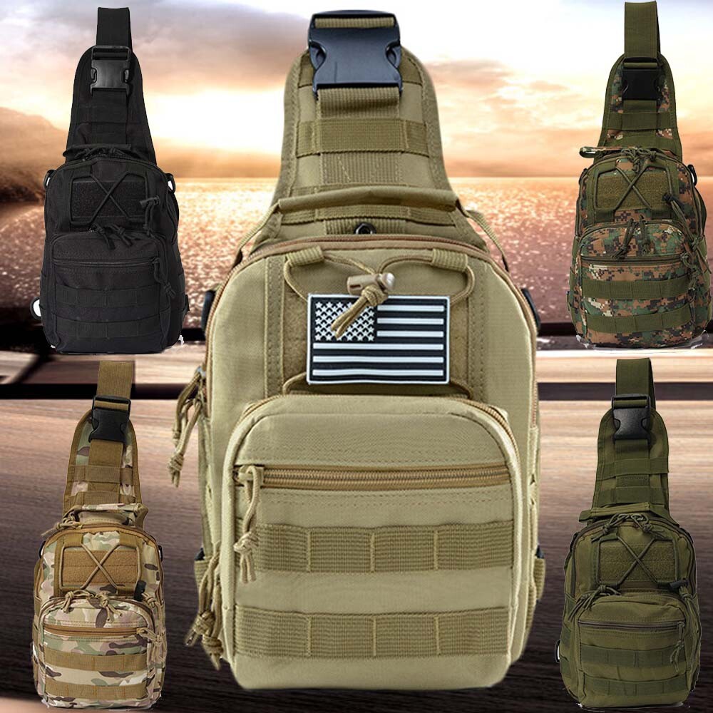 Mens Tactical Military Crossbody Shoulder Bag Chest Pack Camping Hiking Backpack