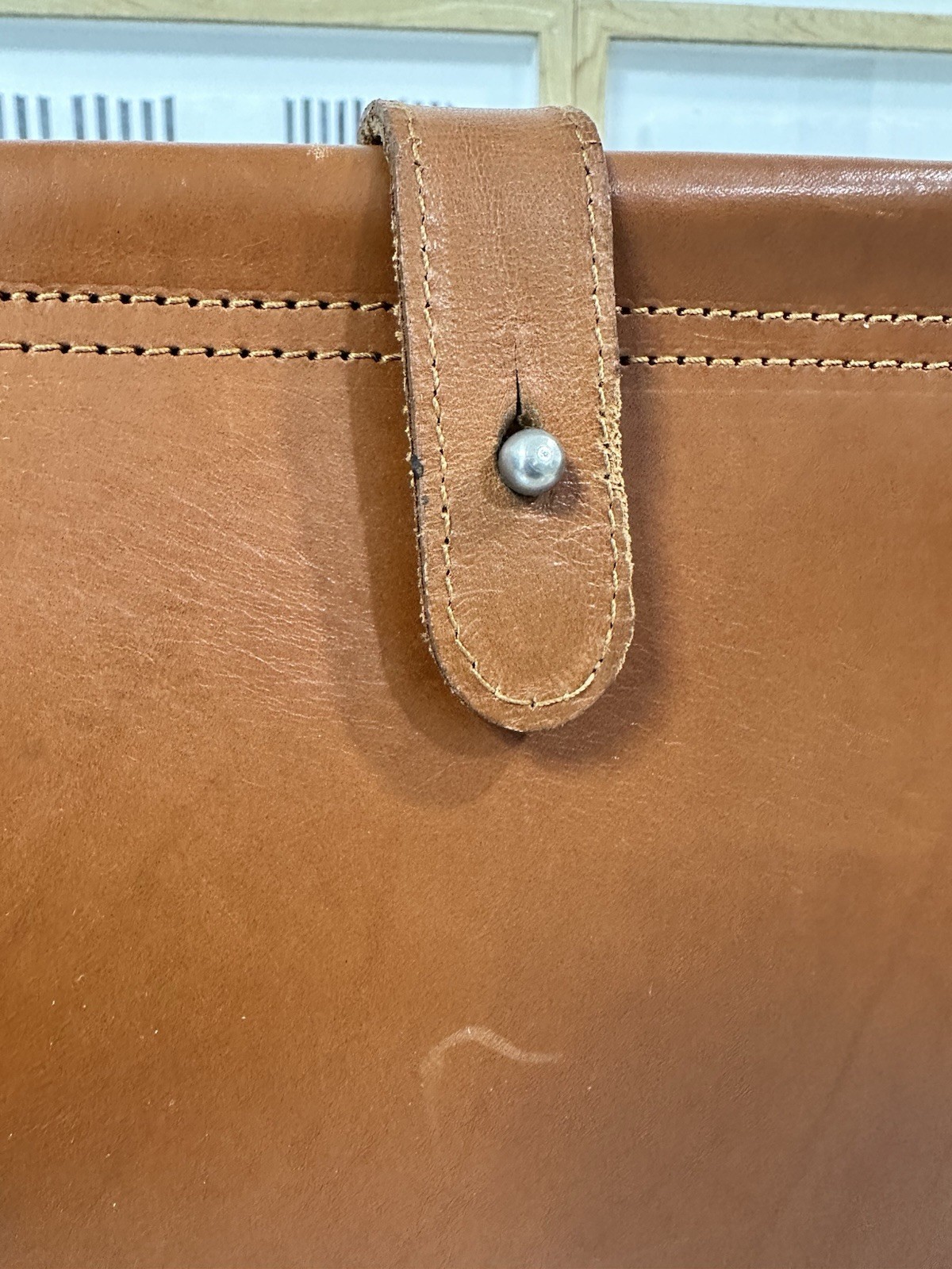 Vintage Bill Amberg Rocket Tan Briefcase Bag Metal Handle