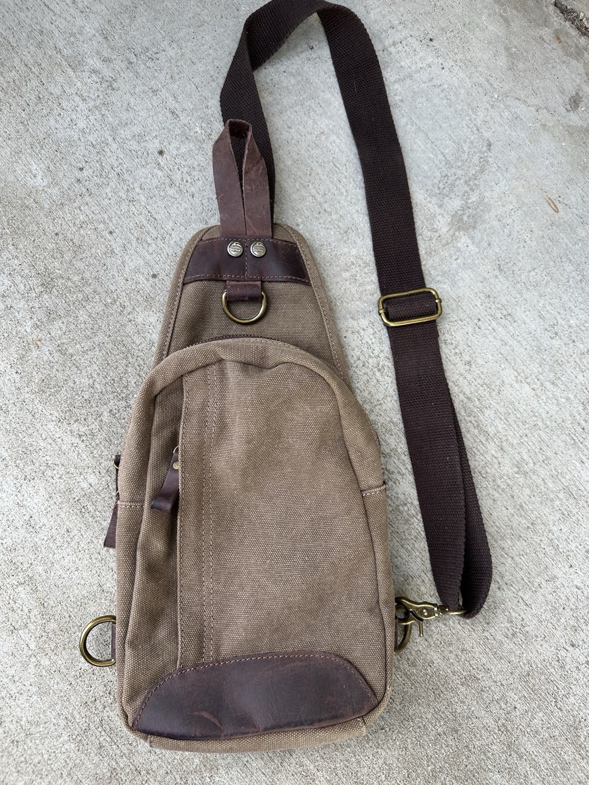 Brown Canvas Crossbody Sling Bag Gootium Adjustable Strap Left Right D Ring