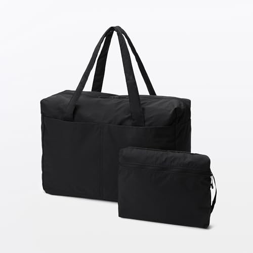 MUJI Recycled Nylon Foldable Boston Bag Travel Luggage Tote Black from JP