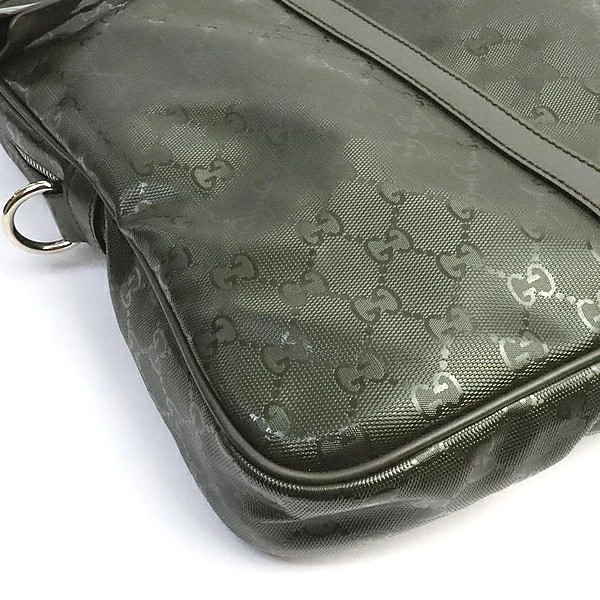 Gucci Briefcase GG Implime Pattern PVC Leather Moss Green 19223