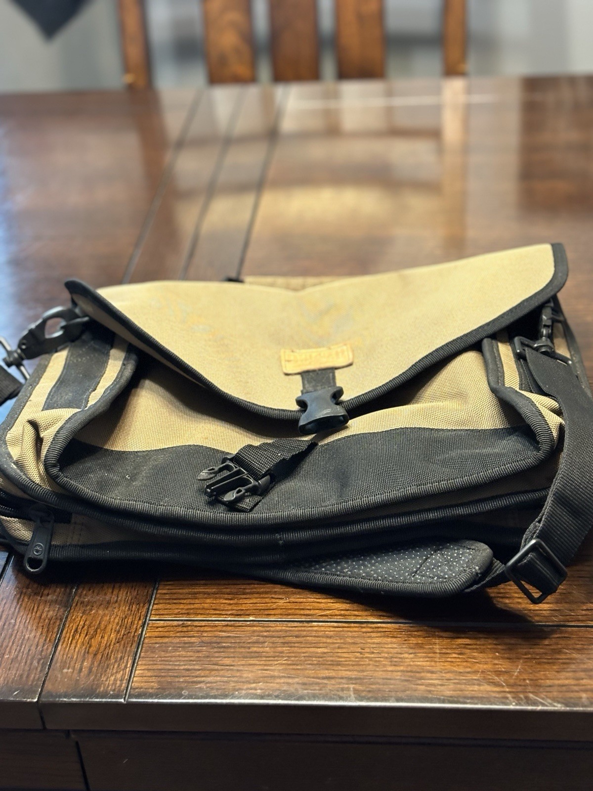 Duluth Trading Co. Briefcase/ Laptop Bag Black / Tan Canvas Multi Purpose Bag