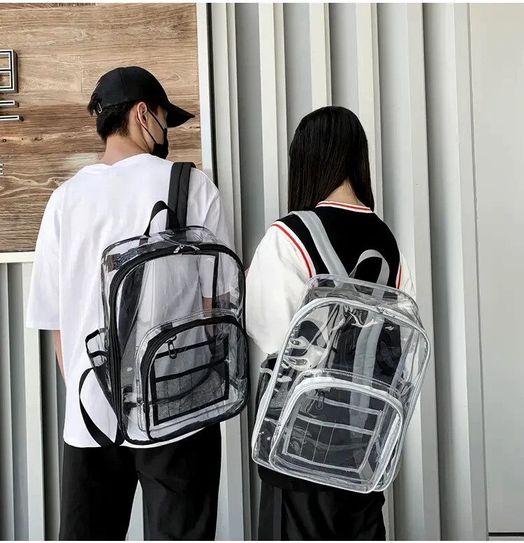 LARGE HEAVYDUTY CLEAR BACKPACK Transparent See Tru PVC School Bookbag – Stadium