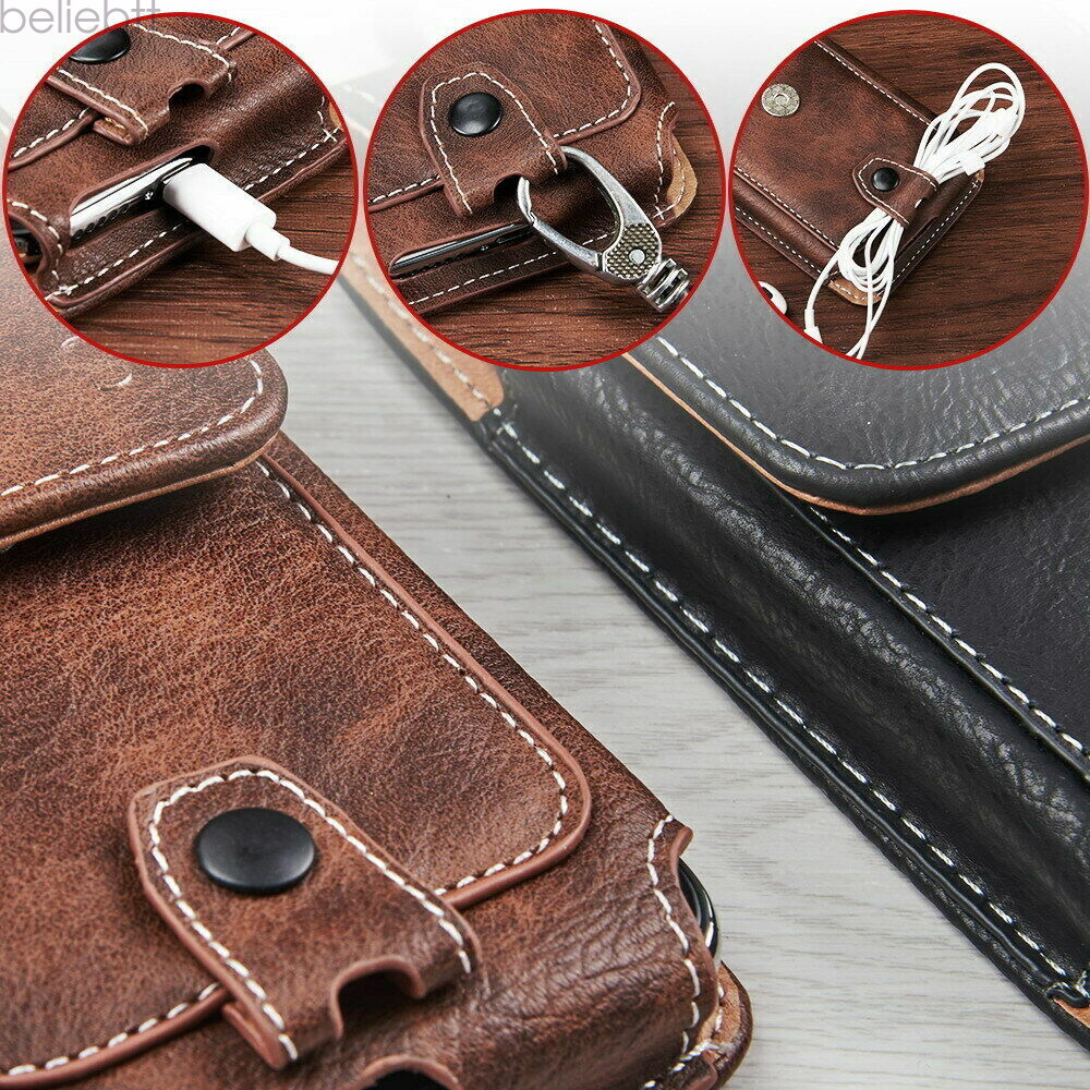 Universal Cell Phone Case Pouch Holster w/ Belt Loop Metal Clip for Large Phones