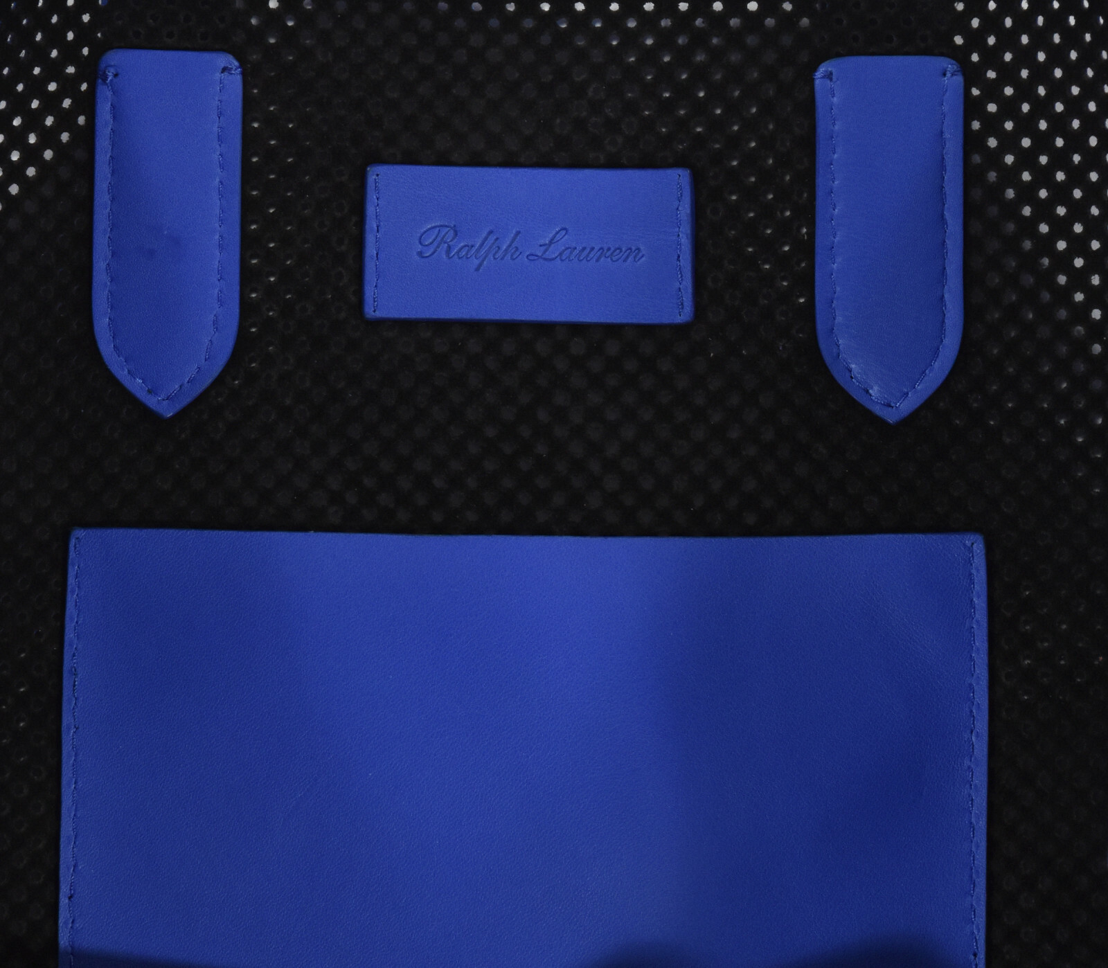 Ralph Lauren Purple Label Perforated Blue Leather RL Tote Bag New $1100