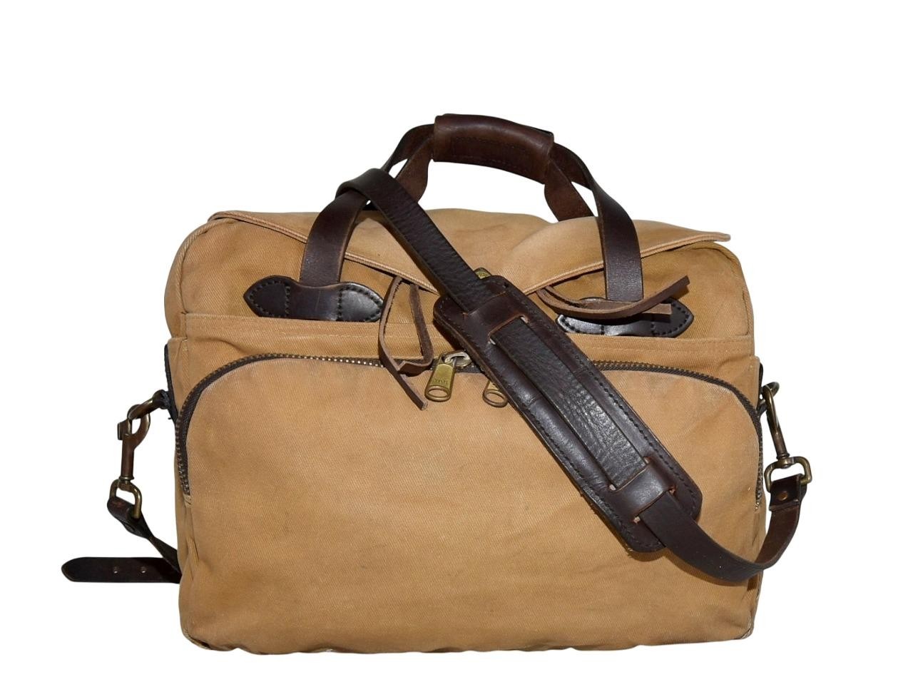 FILSON STYLE NO 258 RUGGED TWILL PADDED TAN COMPUTER BAG MESSENGER BAG OLD STOCK