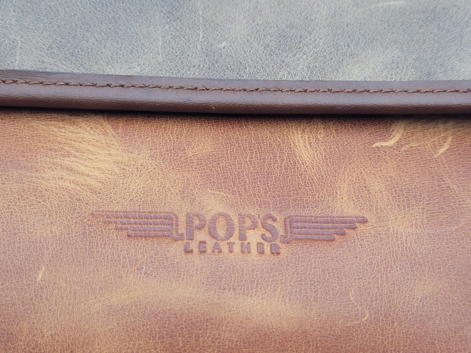 POP’S Custom Made Genuine Leather Briefcase Messenger Laptop Carry Bag Brown