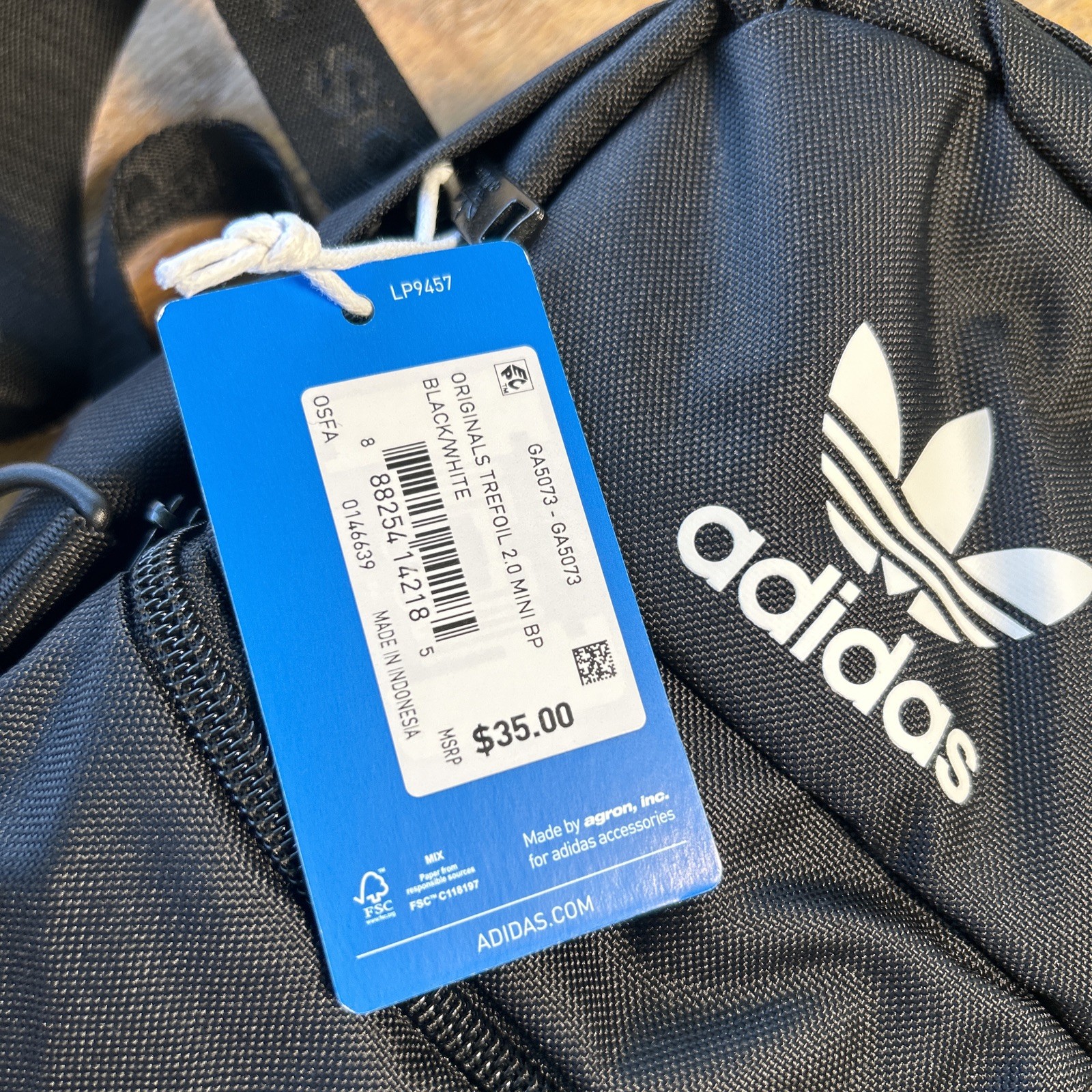 Adidas Trefoil 2.0 Mini Backpack Small Travel Bag Black White Unisex Adult Kids