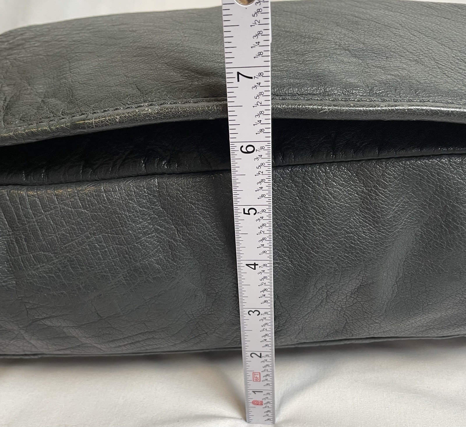 Genuine Leather Messenger Laptop Bag Greenish Gray Adjustable Strap Large
