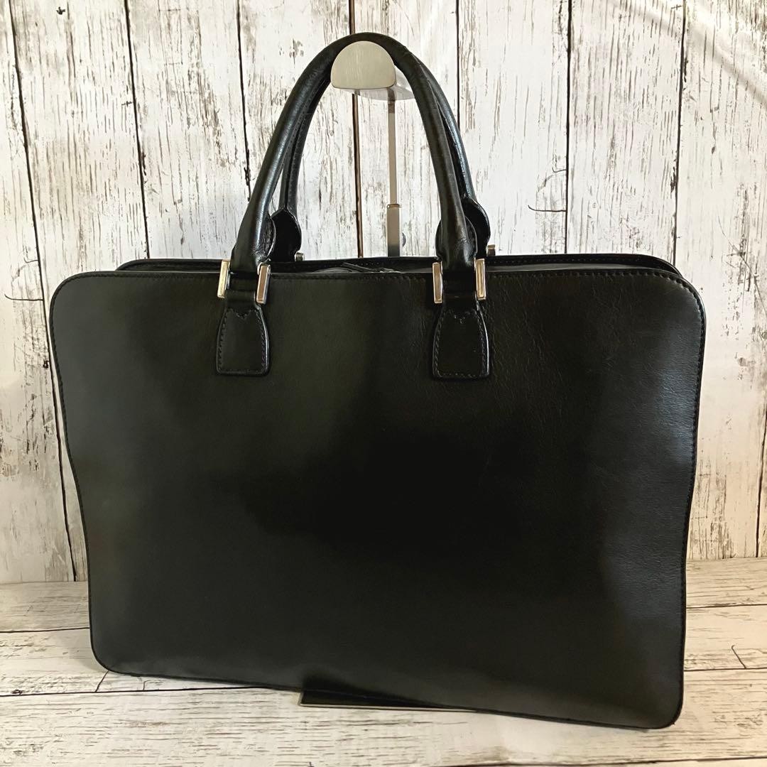 MORABITO Leather Business Briefcase Black 41cm x 30cm x 7cm Classic Bag