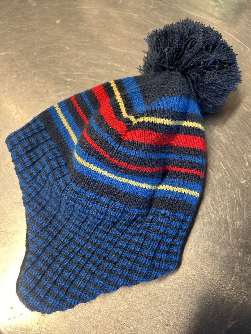 Auth Unknown Vintage Knit Cap With Ear Flaps Blue Fleece Beanie From Japan
