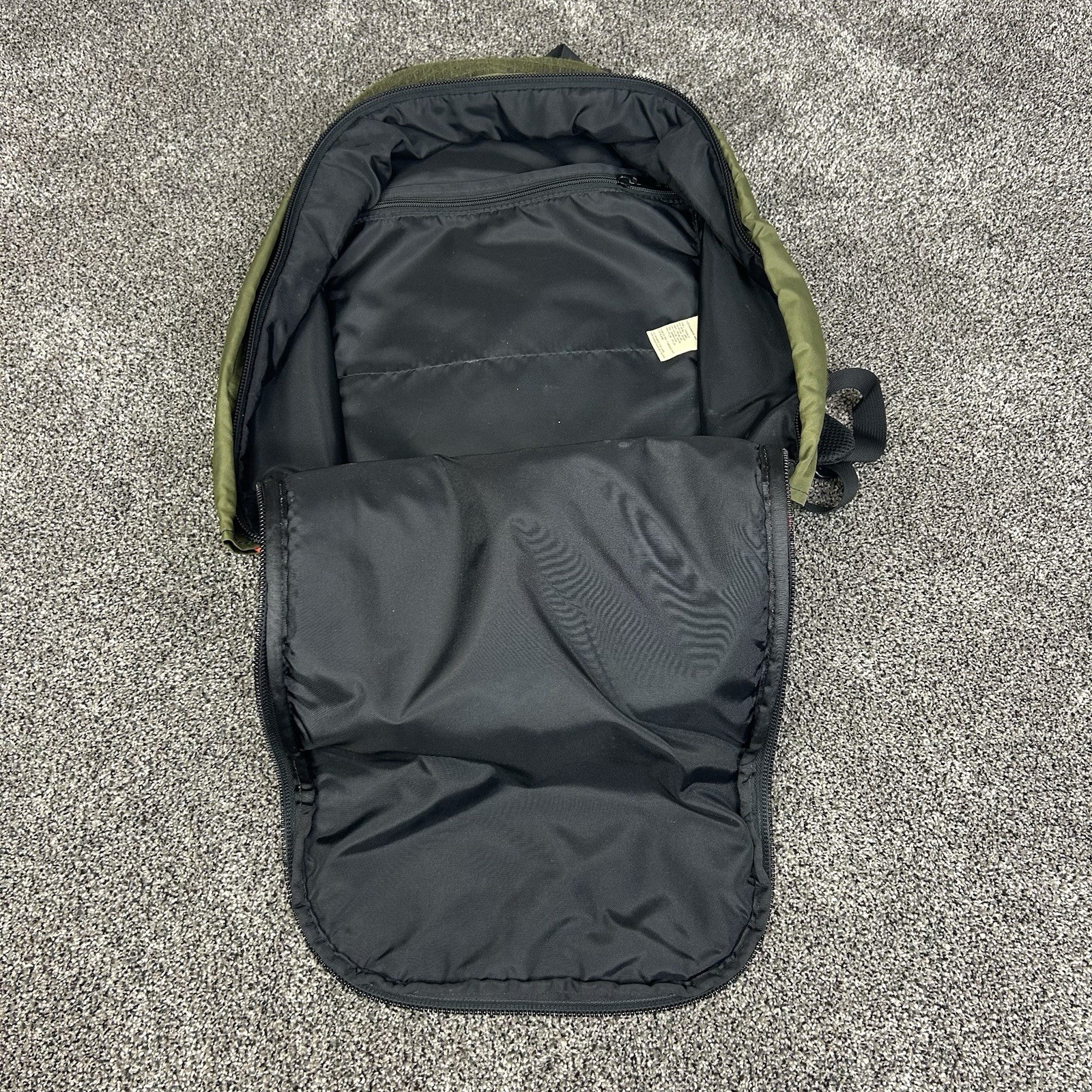 Woolrich Backpack- Vintage-canvas TOPO Design Green Wool Blend Mens 4057 Zip