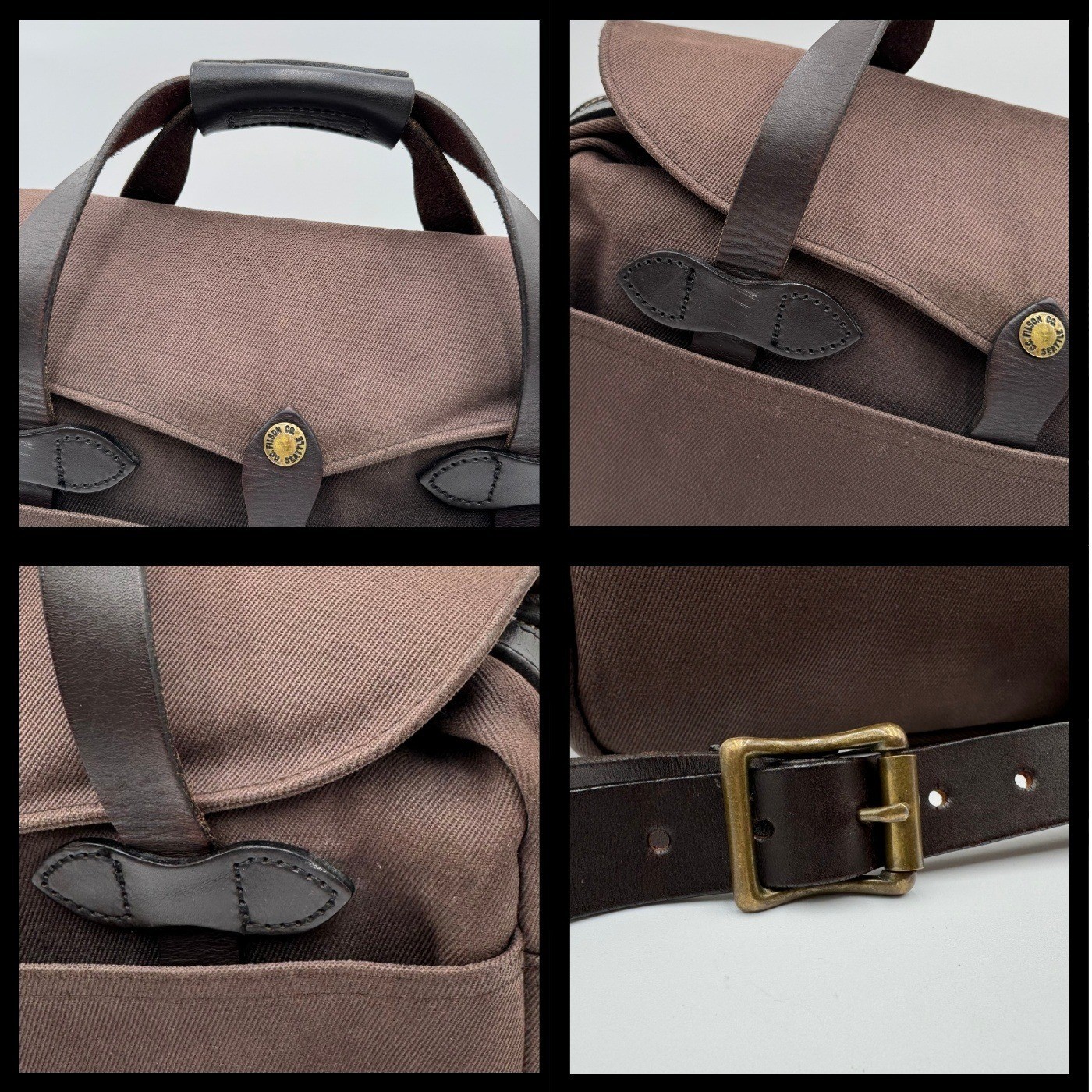 Filson 257 Briefcase Brown Rugged Twill Leather Messenger Laptop Luxury USA Made