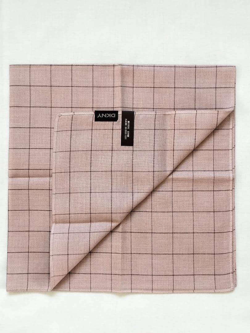 DKNY Men’s Handkerchief Beige Plaid 47.5cm Cotton Made in Japan