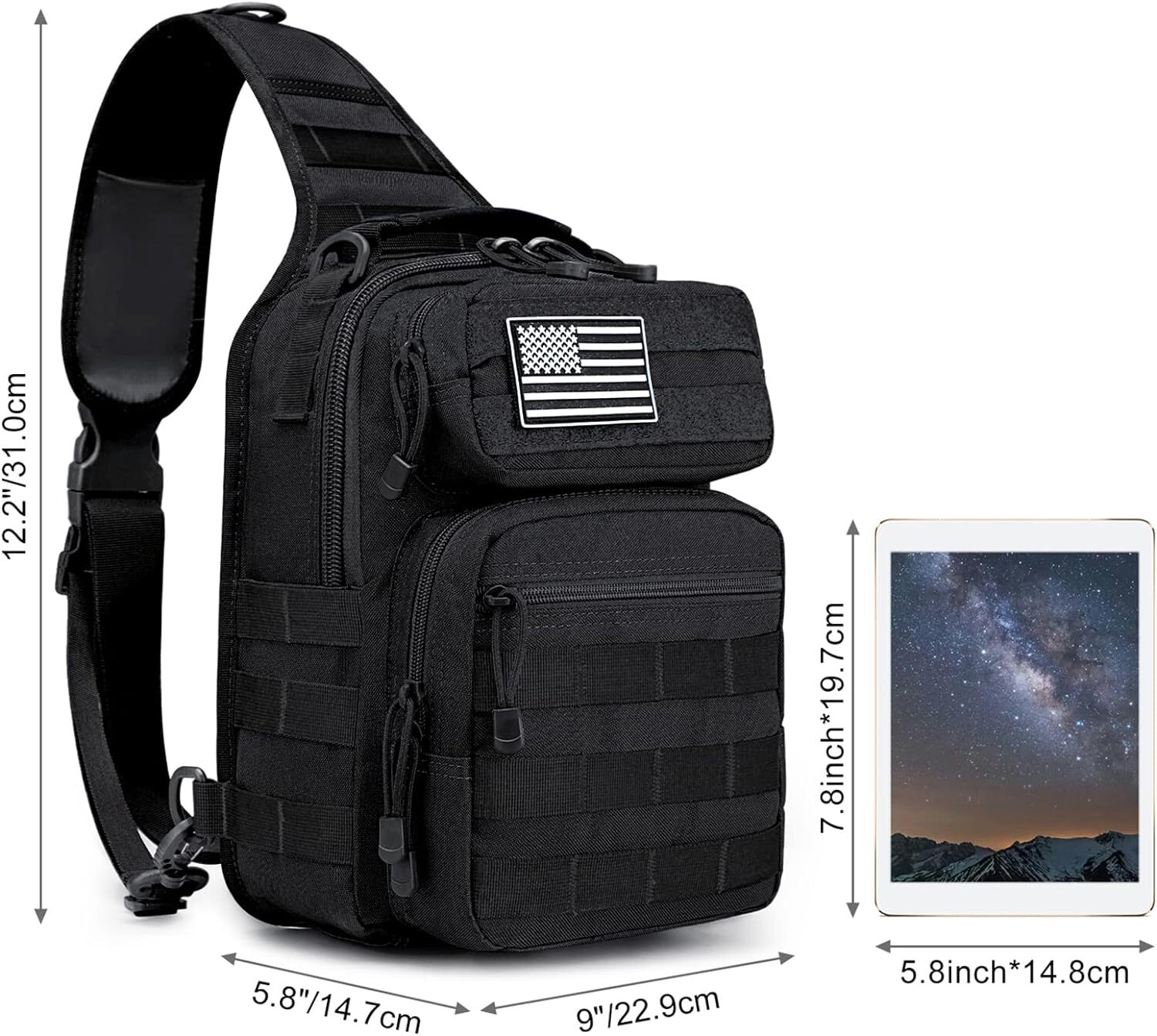 Tactical Sling Bag Backpack Military Shoulder Sling Pack Molle EDC Crossbody Bag