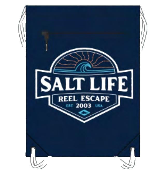 New Salt Life Drawstring Backpack String Bag Sackpack Cinch with Zipper Gym Shop